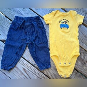 Carter's 9M Yellow Baby Onesie & Pants Matching Set
